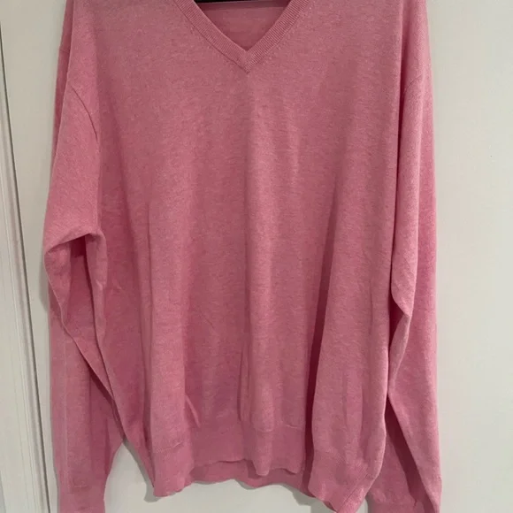 Peter Millar Men’s XL V-Neck Sweater Pastel Pink Pullover, Preppy Golf Luxury - Picture 1 of 4